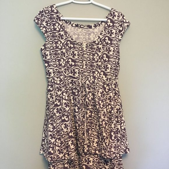 NWOT Mata Traders Fair Trade Purple Peplum Cotton Dress - Picture 3 of 3